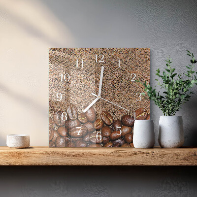 Horloge carrée en verre Café en grains