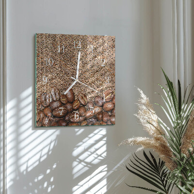 Horloge carrée en verre Café en grains