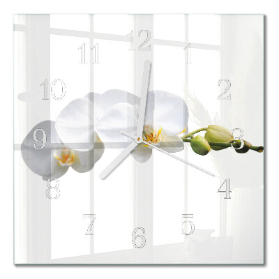Horloge carrée en verre Orchidée