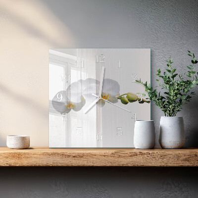 Horloge carrée en verre Orchidée