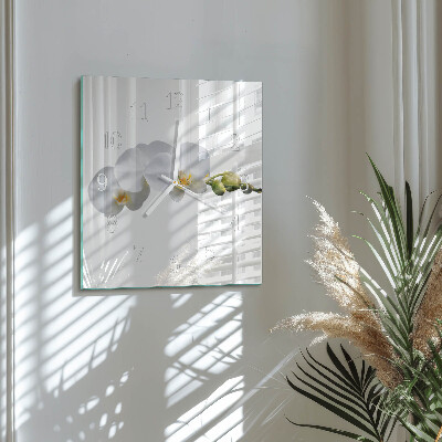 Horloge carrée en verre Orchidée