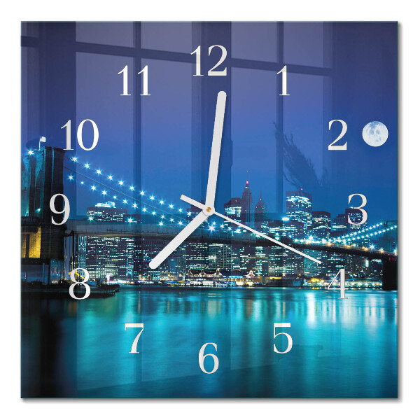 Horloge carrée en verre Horizon nocturne