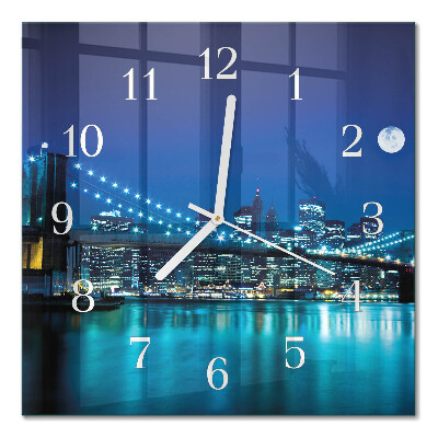 Horloge carrée en verre Horizon nocturne
