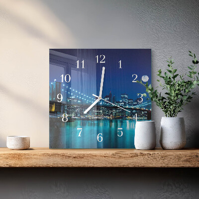 Horloge carrée en verre Horizon nocturne