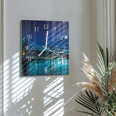 Horloge carrée en verre Horizon nocturne