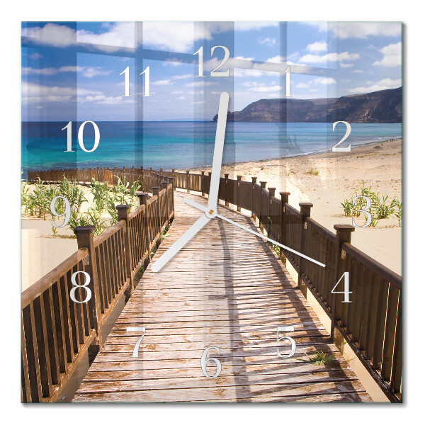 Horloge carrée en verre Plage mer