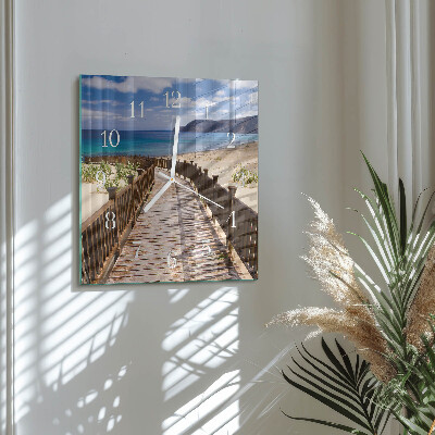 Horloge carrée en verre Plage mer