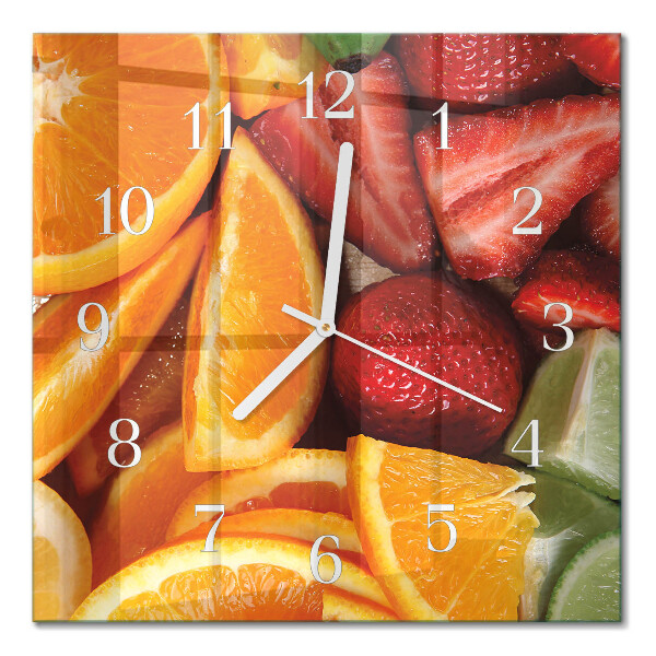 Horloge carrée en verre Fruit