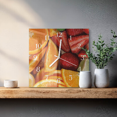Horloge carrée en verre Fruit