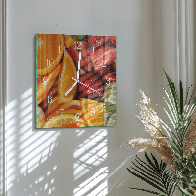 Horloge carrée en verre Fruit