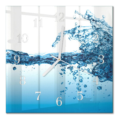 Horloge carrée en verre Eau