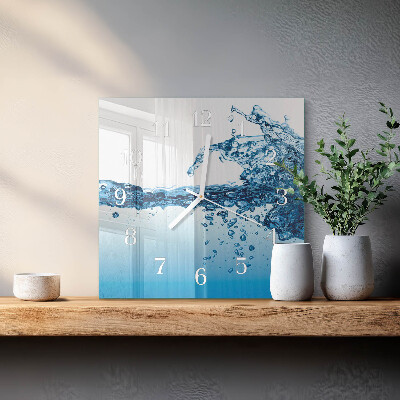 Horloge carrée en verre Eau
