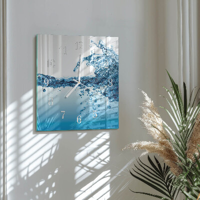 Horloge carrée en verre Eau