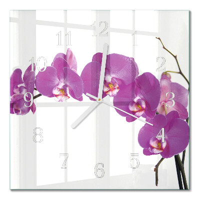 Horloge murale carrée Orchidée