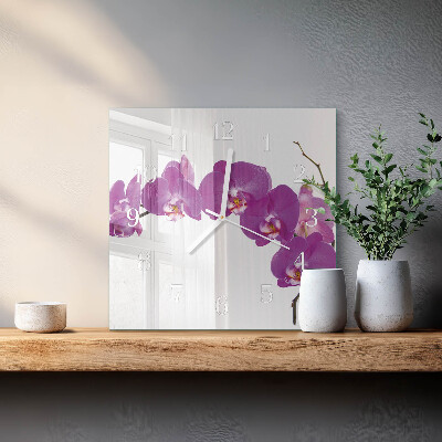 Horloge murale carrée Orchidée