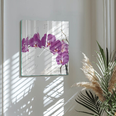 Horloge murale carrée Orchidée