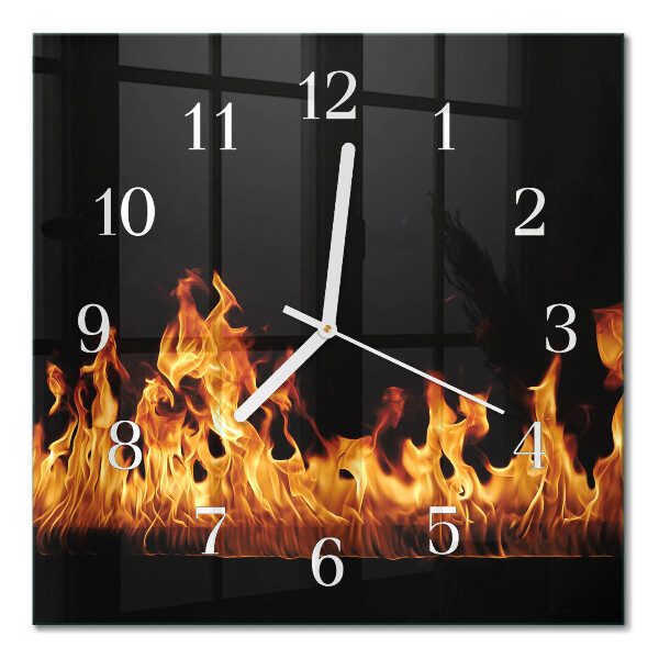 Horloge carrée en verre Feu