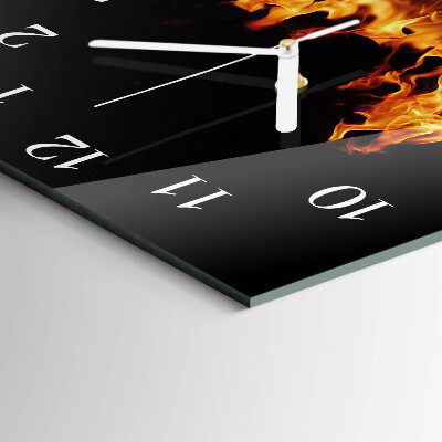 Horloge carrée en verre Feu
