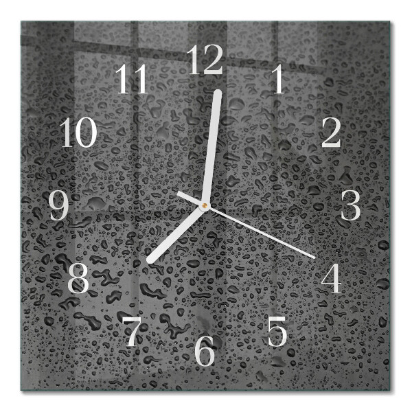 Horloge carrée en verre Gouttes d'eau