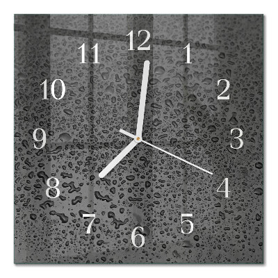 Horloge carrée en verre Gouttes d'eau