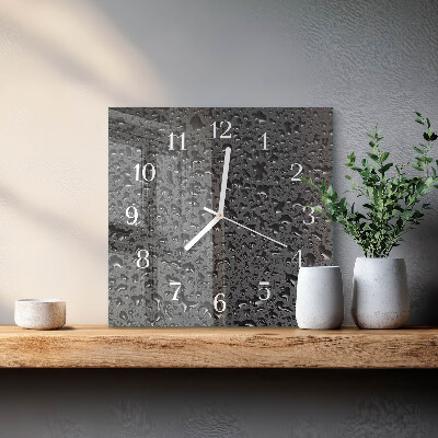 Horloge carrée en verre Gouttes d'eau
