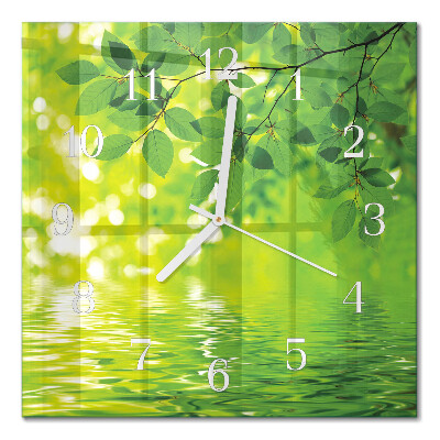 Horloge murale carrée Feuilles