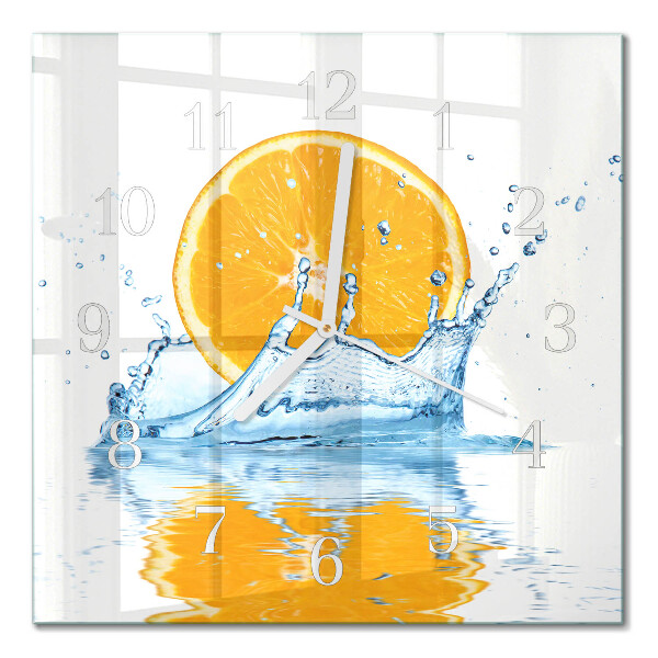 Horloge carrée en verre Eau orange