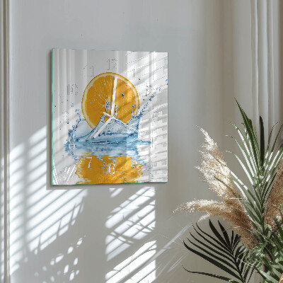 Horloge carrée en verre Eau orange