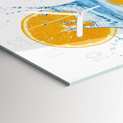 Horloge carrée en verre Eau orange
