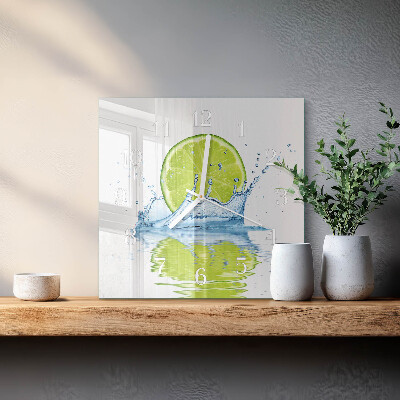 Horloge carrée en verre Eau citronnée