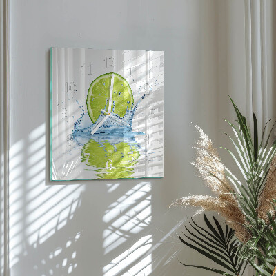 Horloge carrée en verre Eau citronnée