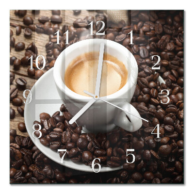 Horloge murale carrée Une tasse de café