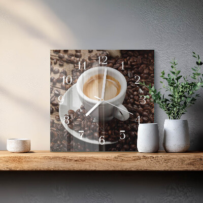 Horloge murale carrée Une tasse de café