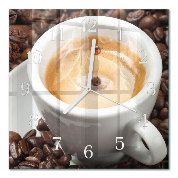 Horloge carrée en verre Une tasse de café