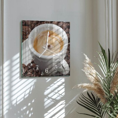 Horloge carrée en verre Une tasse de café