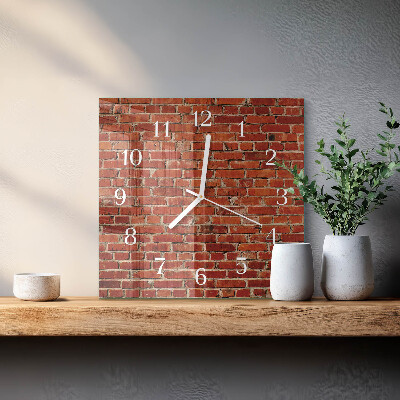 Horloge carrée en verre Mur de briques