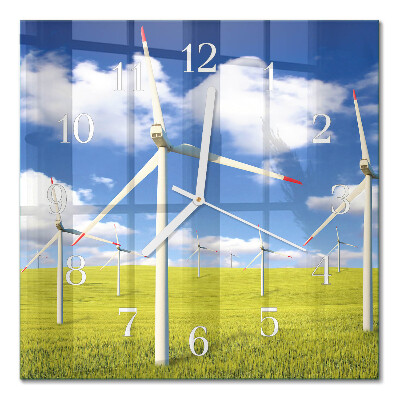 Horloge carrée en verre Parc éolien