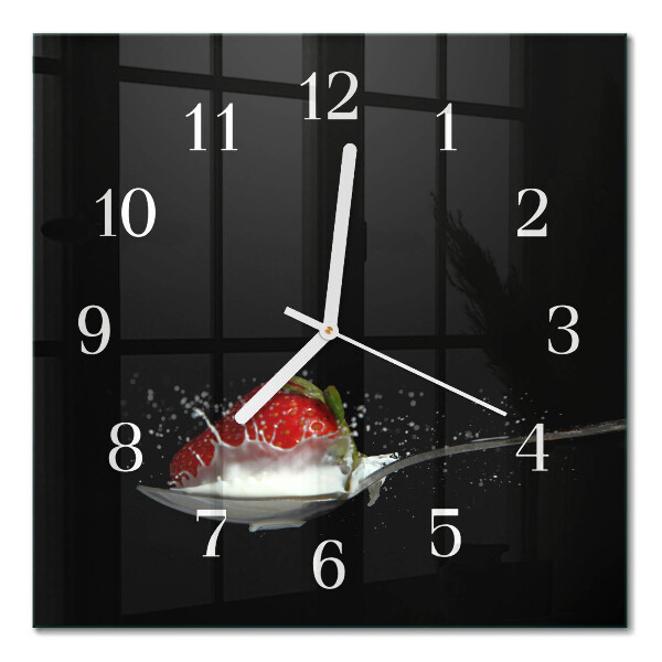 Horloge carrée en verre Fraise