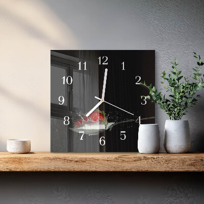 Horloge carrée en verre Fraise