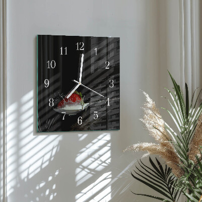 Horloge carrée en verre Fraise