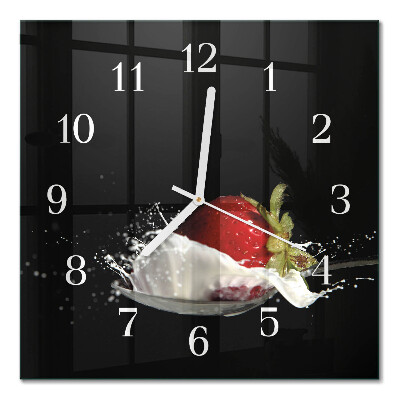 Horloge carrée en verre Fraise