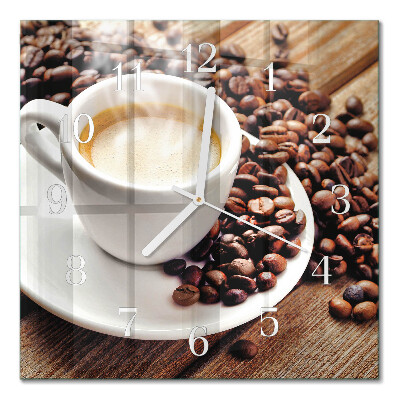 Horloge carrée en verre Une tasse de café