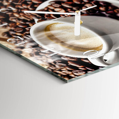 Horloge carrée en verre Une tasse de café