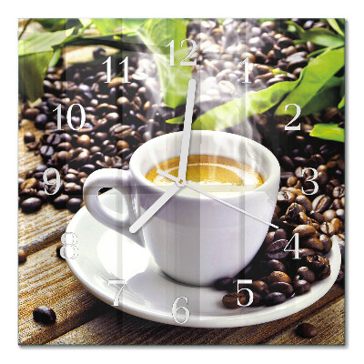 Horloge carrée en verre Une tasse de café