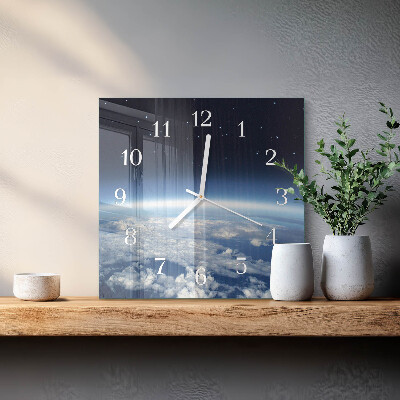 Horloge carrée en verre L'univers de la terre