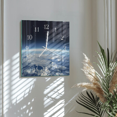 Horloge carrée en verre L'univers de la terre