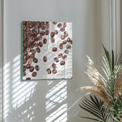 Horloge carrée en verre Café en grains