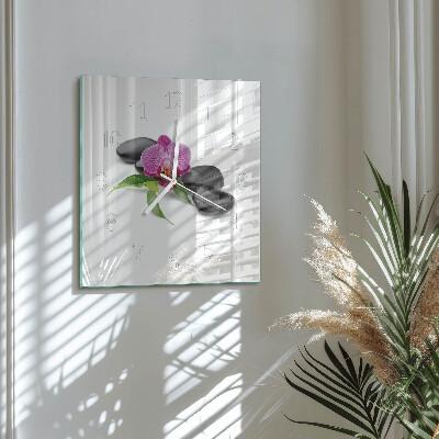 Horloge carrée en verre Orchidée