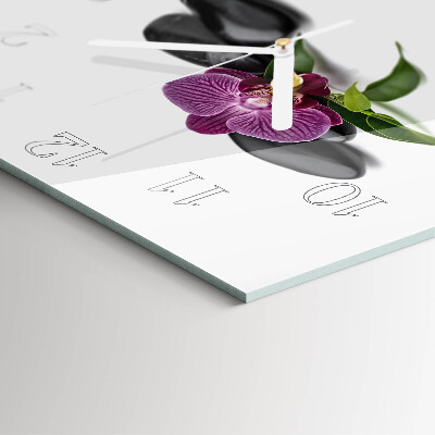 Horloge carrée en verre Orchidée