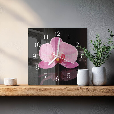 Horloge carrée en verre Orchidée